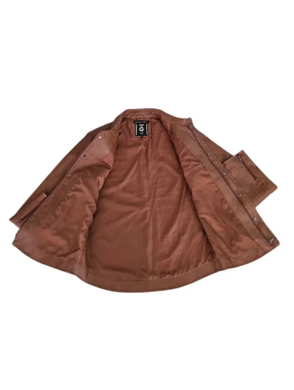 Fried Denim Faux Leather Jacket Men’s L Brown Moto Trucker Shirt Jacket Soft